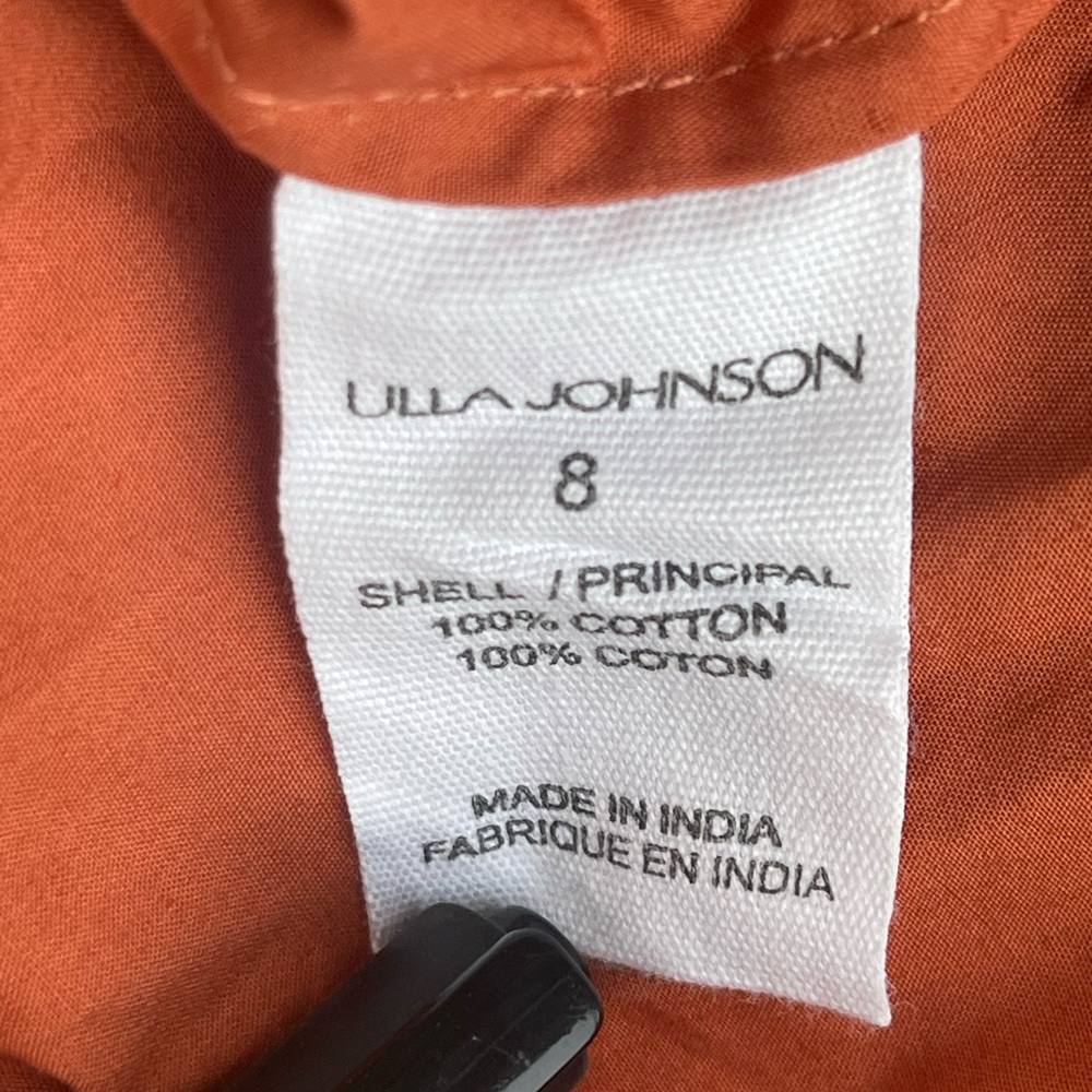 ULLA JOHNSON Madeline ruffled smocked cotton-jersey midi dress size 8 - Picture 7 of 11
